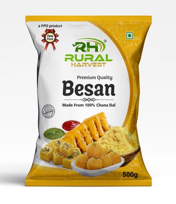 RURAL HARVEST Premium Quality Besan - 100% Chana Dal Gram Flour (500g)