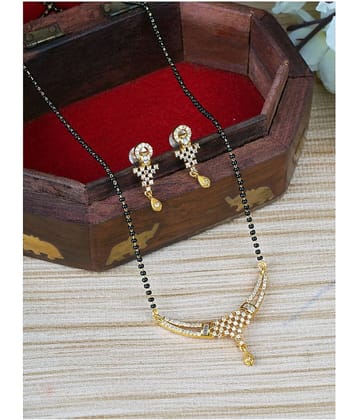Pujvi Fashions AD Gold Plated Mangalsutra set for womens.