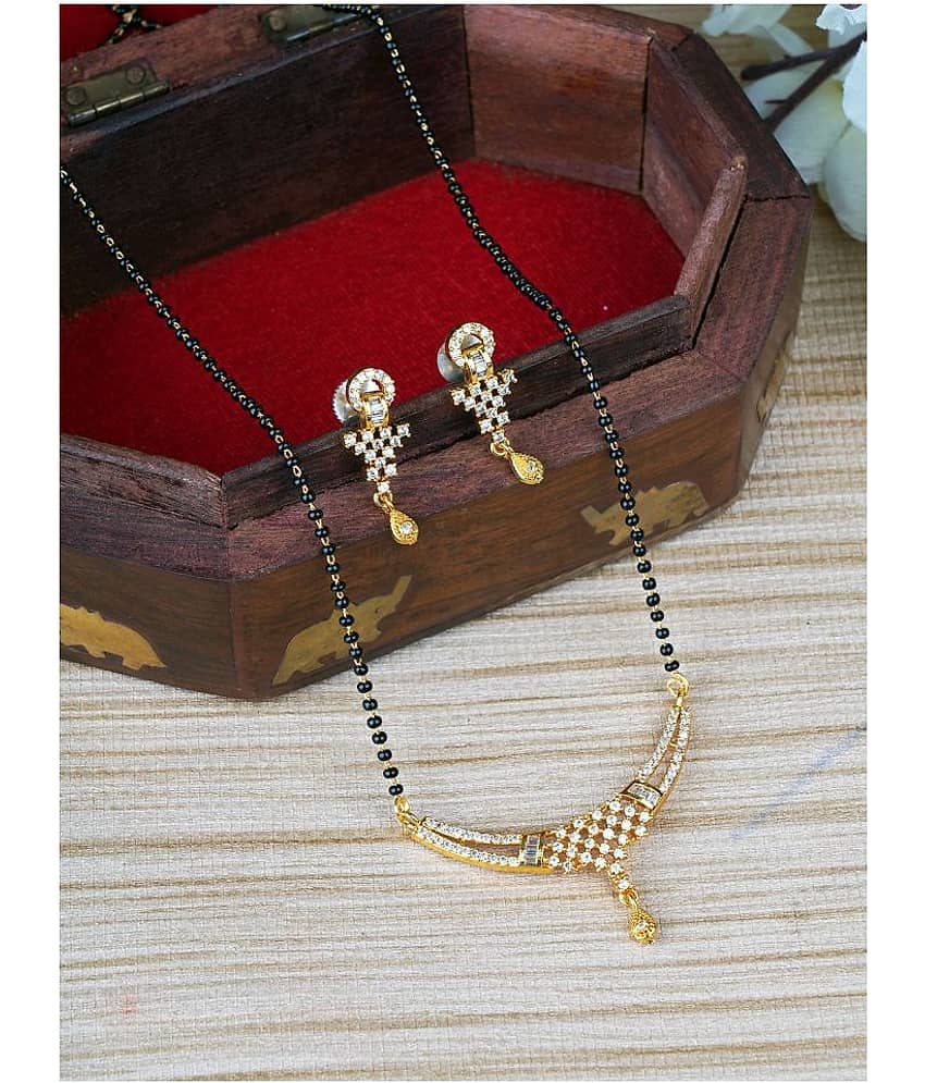 Pujvi Fashions AD Gold Plated Mangalsutra set for womens.