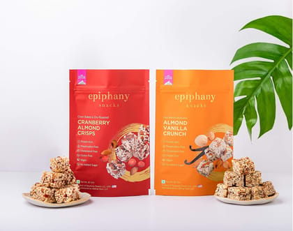 Epiphany Oven-Baked & Dry Roasted Cranberry Almond Crisps & Almond Vanilla Crunch (85 GM Each)