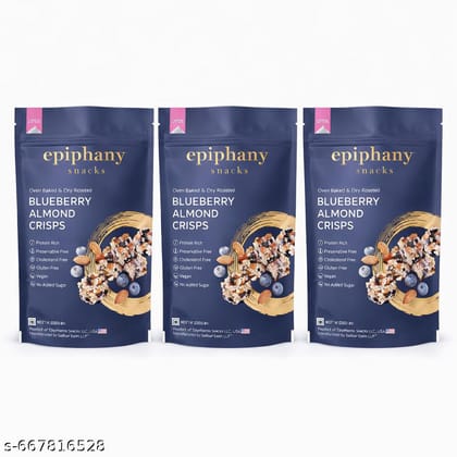 Epiphany Dry Fruit Snacks Blueberry Almond Bars Healthy and Delicious Dry Fruit Sweet  Energy Crunch ( No Sugar Added )85gm-PO3