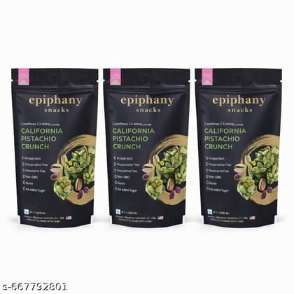 EPIPHANY Dry Fruit Snacks California Pistachio Healthy Bar Pista Dry Fruit Chikki Delicious Sweet Crunch Tasty & Healthy Dry Fruit Energy Snacks No Sugar Added (85 g)- Pack of 3