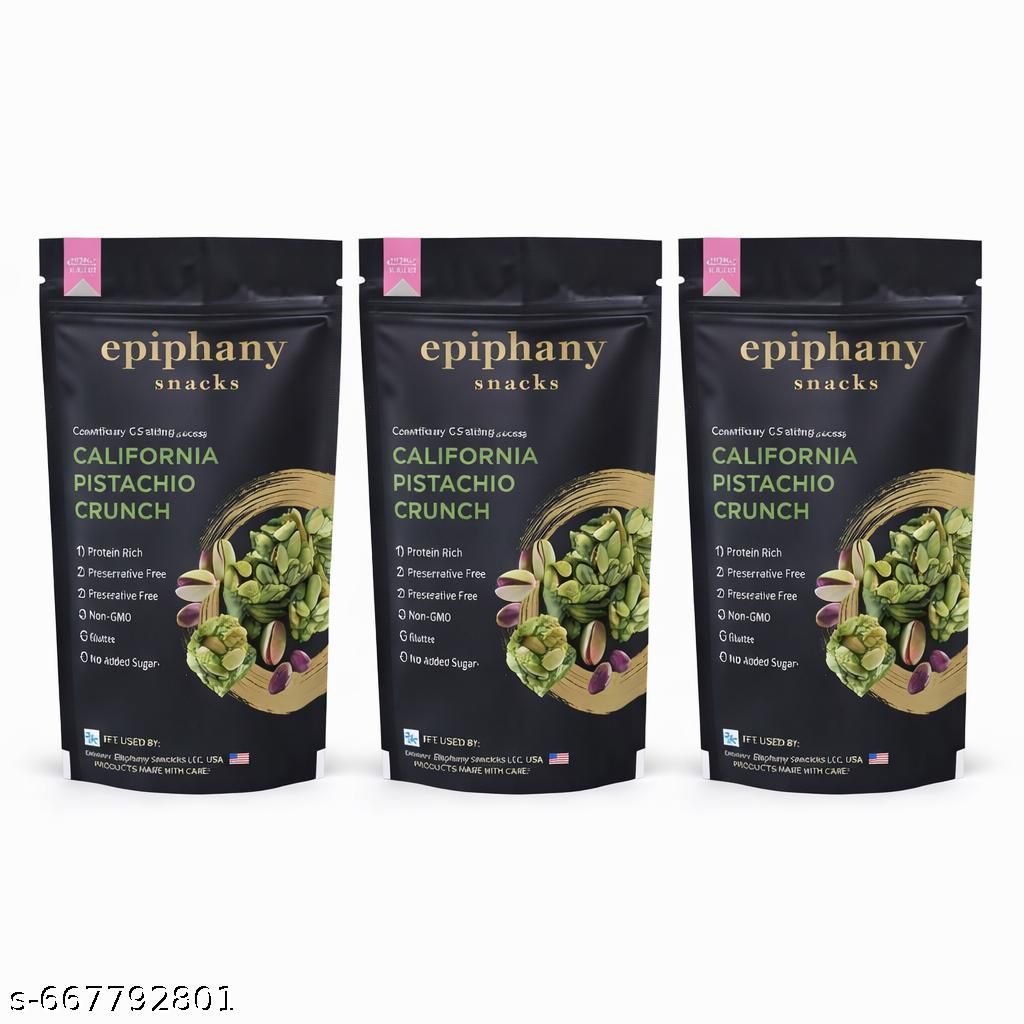 EPIPHANY Dry Fruit Snacks California Pistachio Healthy Bar Pista Dry Fruit Chikki Delicious Sweet Crunch Tasty & Healthy Dry Fruit Energy Snacks No Sugar Added (85 g)- Pack of 3