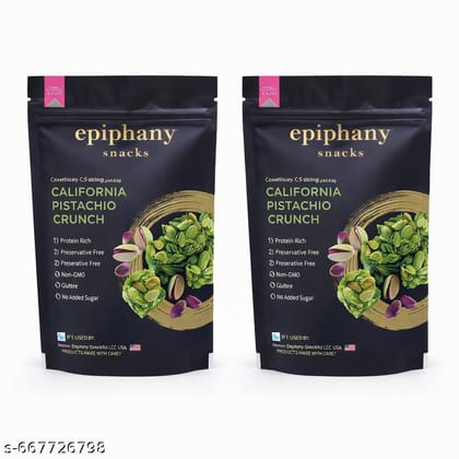 EPIPHANY Dry Fruit Snacks California Pistachio Healthy Bar Pista Dry Fruit Chikki Delicious Sweet Crunch Tasty & Healthy Dry Fruit Energy Snacks No Sugar Added (85 g)- Pack of 2