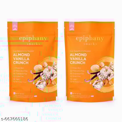 EPIPHANY SNACKS Almond Vanilla Dry Fruit Protein Bar Snacks Almond Chikki Healthy Snacks | Almond Protein Bar Chikki No Added Sugar Healthy Snack (85 g)-Pack of 2