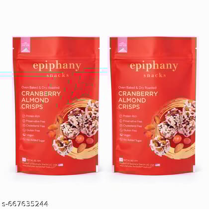 Epiphany Snacks Cranberry Almond Energy Bar Dry Fruit Energy Bar Crunch Delicious Dry Fruit Healthy Protein Snack No Added Sugar (85 grams)-Pack of 2