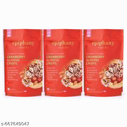 Epiphany Snacks Cranberry Almond Energy Bar Dry Fruit Energy Bar Crunch Delicious Dry Fruit healthy Protein Snack No Added Sugar (85 grams) Pack of 3