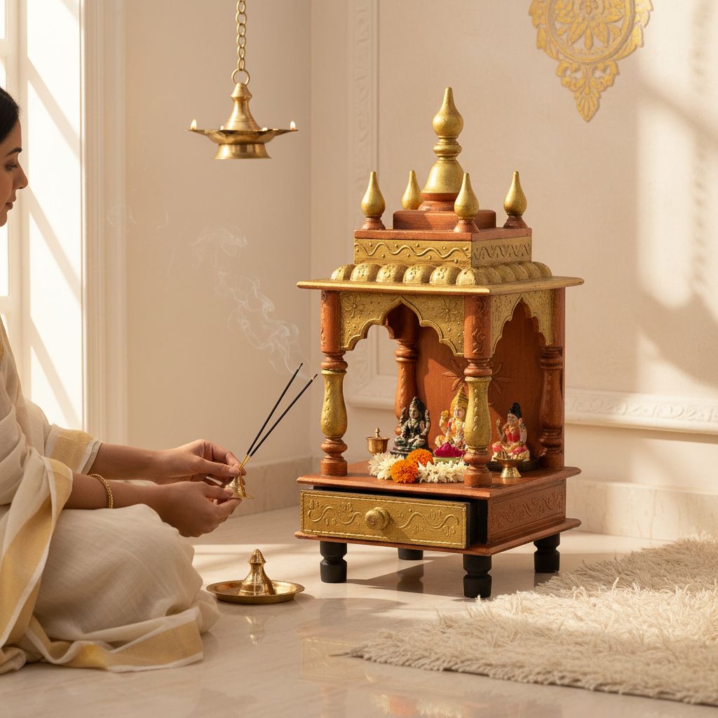 Copper Beautifull Indian Wooden Temple Mandir