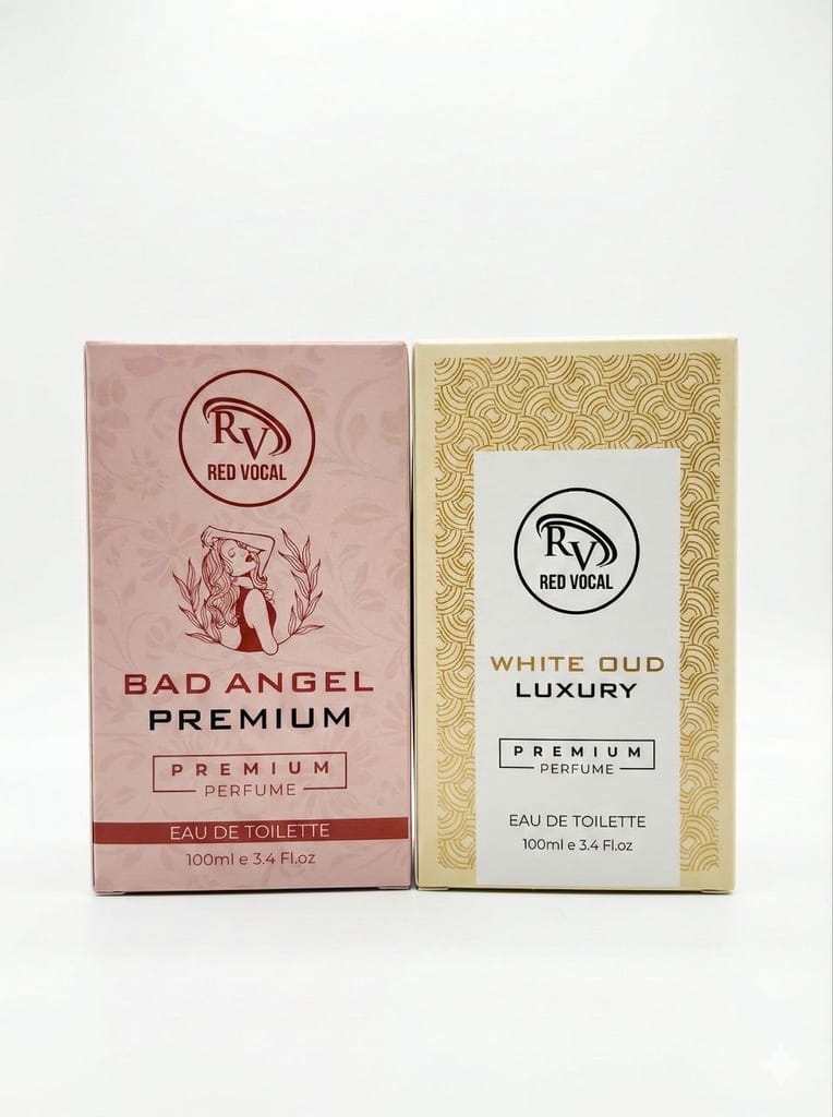 Red Vocal Bad Angel & White Oud Perfume Set | Luxury 2×100ml EDT for Women & Unisex | Long-Lasting Premium Fragrance