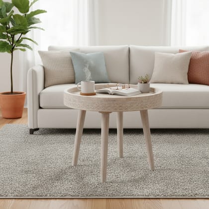 Wooden White Color Round Coffee Table for Home Decor Furniture