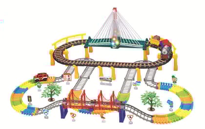 KTRS Enterprise Electric Rail Car Toy Amazon Children's Small Train Sound and Light High-Speed Rail Boy Educational Assembled Rail