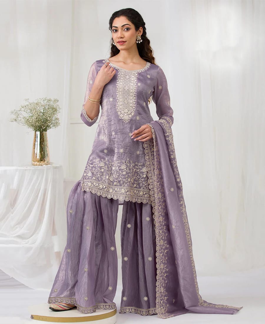 Party Wear  Gold Crush Palazzo Suit for Women