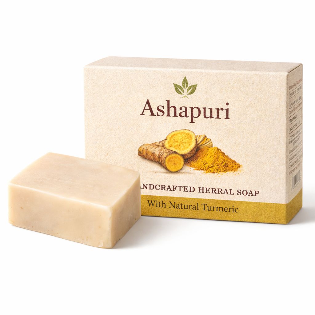 Ashapuri Handcrafted Herbal Soap with Natural Turmeric for Radiant Skin