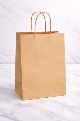 Brown Kraft Paper Bag with Handles - Eco-Friendly Shopping & Gift Packaging