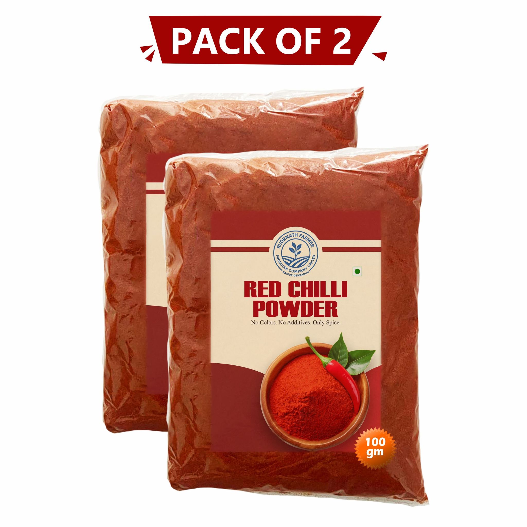 Red Chilli Powder 100 gm Pack Of 2 by Rudrnath Farmer Producer - Pure & Natural Red Chilli for Daily Use.