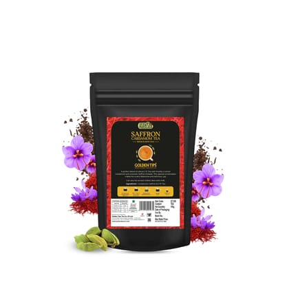 Golden Tips Saffron(Kesar) Cardamom (Elaichi) Exotic Indian Masala Chai CTC Black Tea (100 Gram, 50 cups)