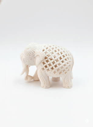 Intricately hand-carved Marble Elephant 3.5 Inches Home decor