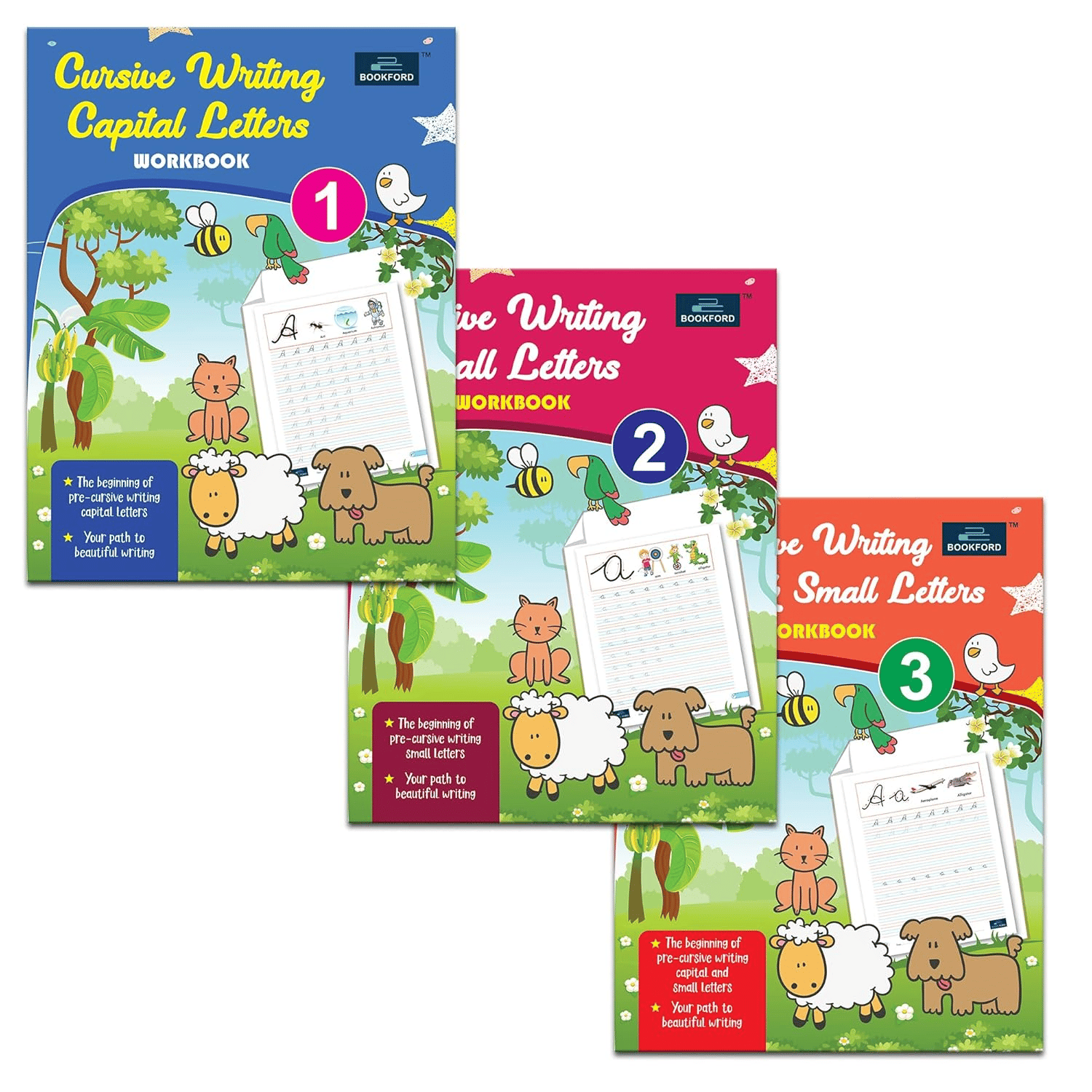 Fun With Writing Book For Kids - Set Of 3 Books - Cursive Writing Capital , Small , And Capital & Small 