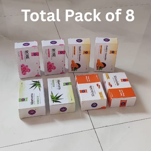 Herbal Luxury Bathing Soap Combo (Pack of 8 x 100g) – Rose, Saffron Honey, Haldi Chandan & Aloe Neem | Total 800g