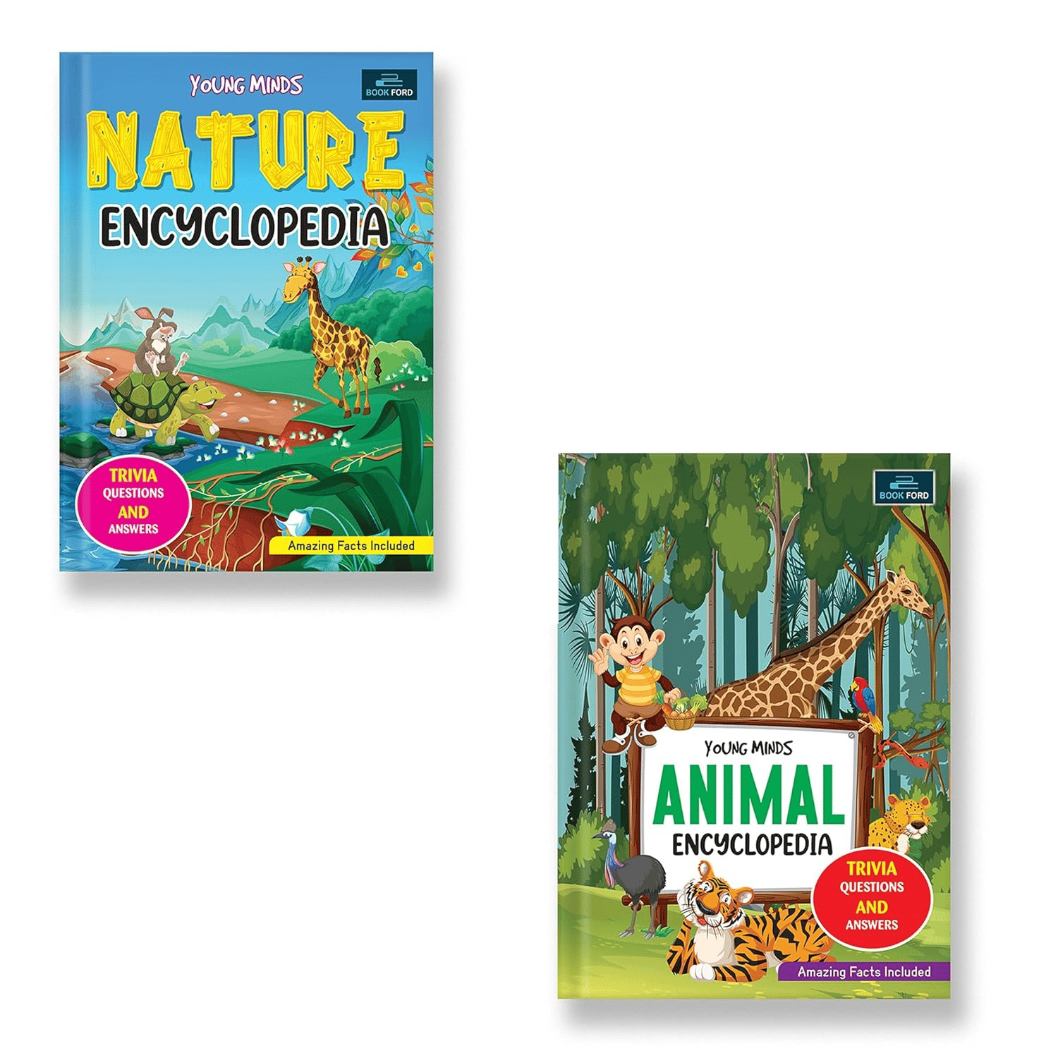 Young Minds Encyclopedia - Set Of 2 Books - Animals And Nature Encyclopedia For Kids 