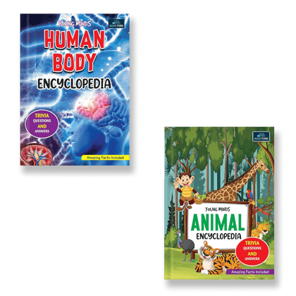 Young Minds Encyclopedia - Set Of 2 Books - Animals And Human Body Encyclopedia For Kids ,   