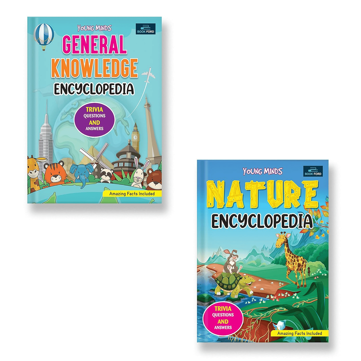Young Minds Encyclopedia - Set Of 2 Books - General Knowledge And Nature Encyclopedia For Kids