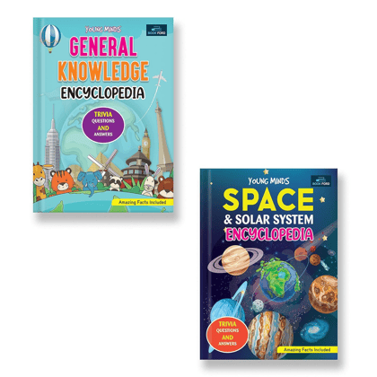 Young Minds Encyclopedia - Set Of 2 Books - General Knowledge And Space Encyclopedia For Kids 
