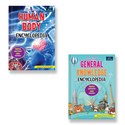Young Minds Encyclopedia - Set Of 2 Books - General Knowledge And Human Body Encyclopedia For Kids 