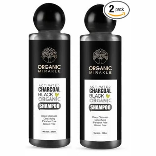 Activated Charcoal Black Organic Shampoo 200ml (Pack of 2) – Deep Cleansing Shampoo for Oily & Sensitive Scalp