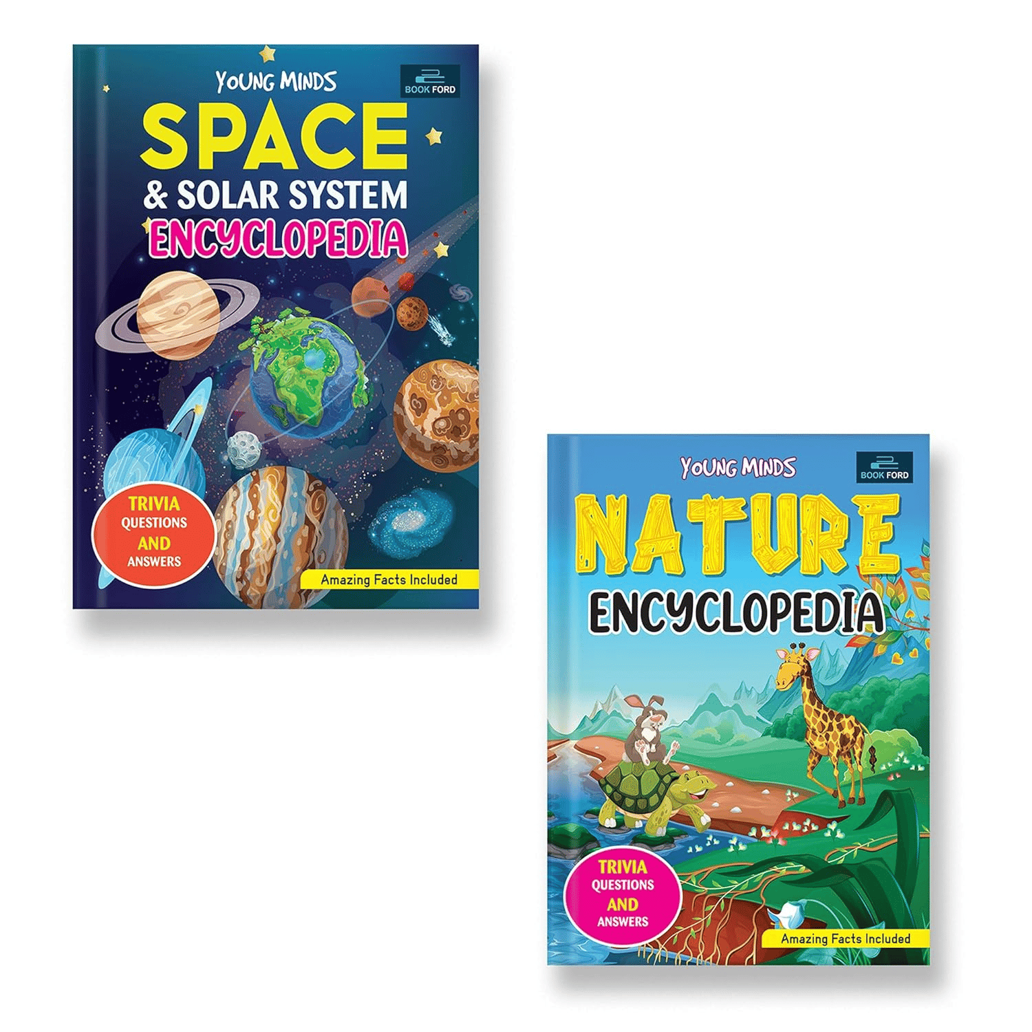 Young Minds Encyclopedia - Set Of 2 Books - Space And Nature Encyclopedia For Kids 