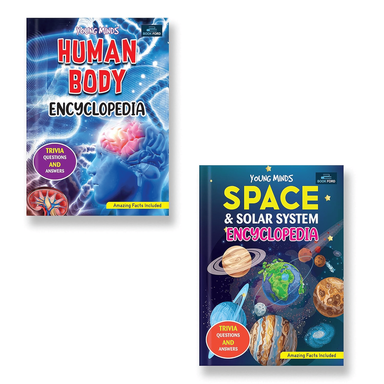 Young Minds Encyclopedia - Set Of 2 Books - Space And Human Body Encyclopedia For Kids 