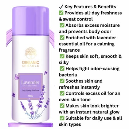 Naturavives Lavender Talc Powder with Niacinamide 100g (Pack of 1) – Refreshing Body Powder with Lavender Essential Oil for All-Day Freshness