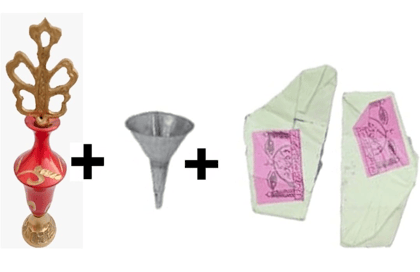 Mii Art Brass Surmedani With Funnel/Kuppi And Surma Use In Eye's Makeup [Size-12-cm] Pack Of-1 Funnel, 2 Surma Packed, 1 Brass Surmedani