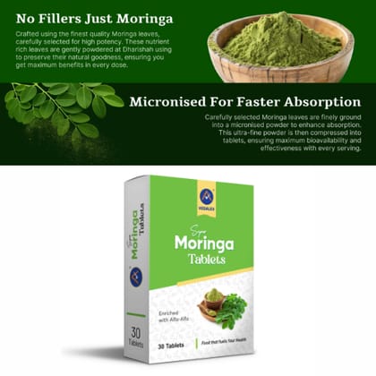Super Moringa Tablets 30 Tablets (Pack of 1) – Natural Energy Booster, Multivitamin & Immunity Support Supplement