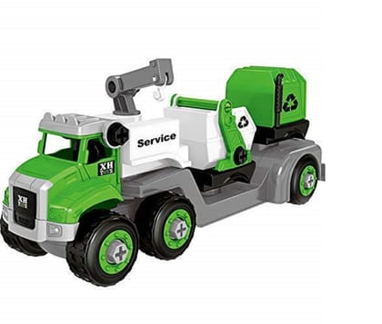 KTRS Enterprise DIY Toy Vehicles Set Assembly Toy City Cleaning 3 in 1 Truck Plastic 3 in 1 City Cleaner Garbage Truck with Screwdriver, Pack of 1(Color n Design May Vary)