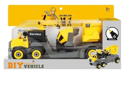 KTRS Enterprise DIY Toy Vehicles Set Assembly Toy Construction Truck 3 in 1 Truck Plastic 3 in 1 Crane, Cement Mixer, or Dumper Pack of 1(Color n Design May Vary)