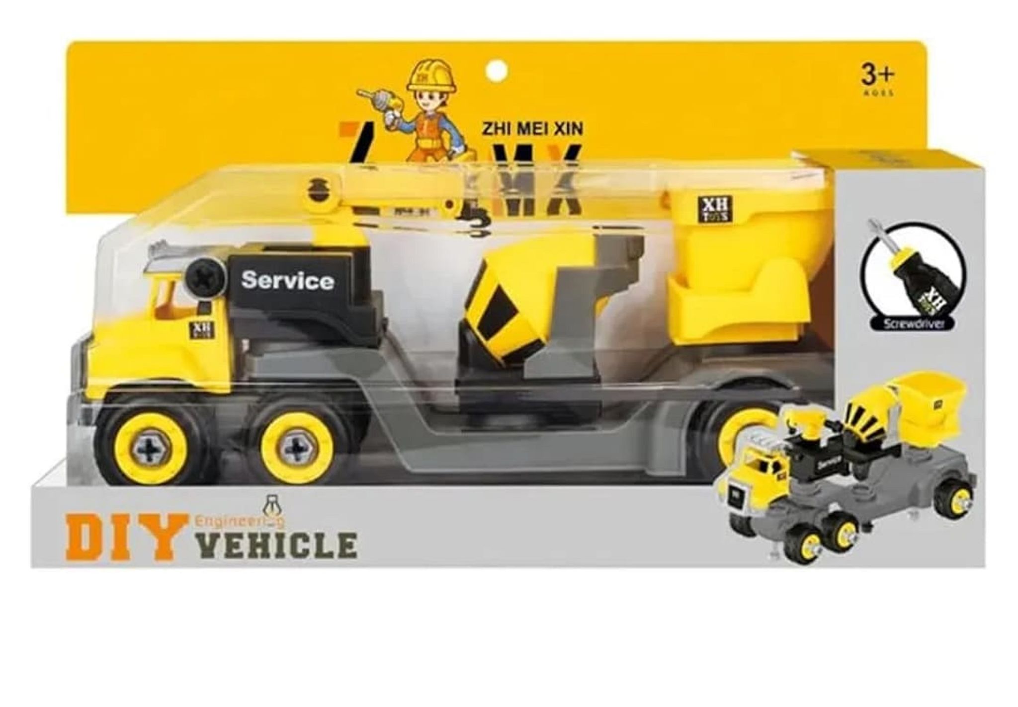 KTRS Enterprise DIY Toy Vehicles Set Assembly Toy Construction Truck 3 in 1 Truck Plastic 3 in 1 Crane, Cement Mixer, or Dumper Pack of 1(Color n Design May Vary)