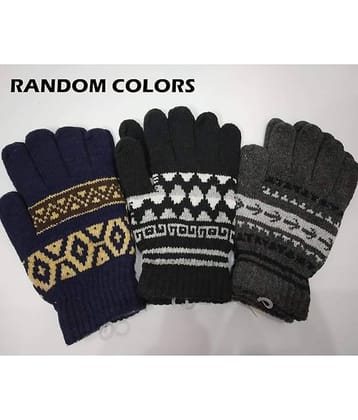 Infispace Black Woollen Men's Woollen Gloves ( Pack of 1 )