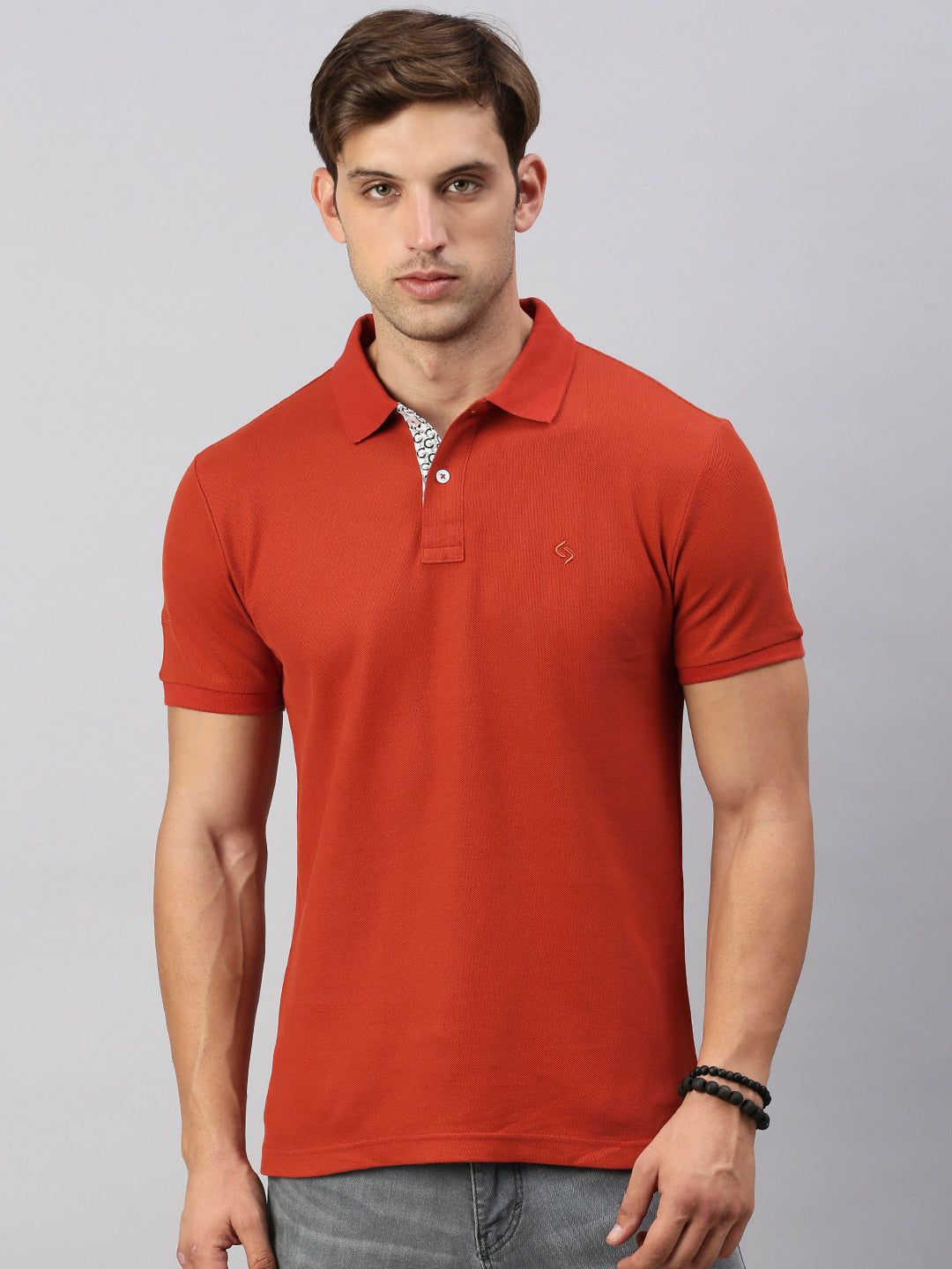 Classic Polo Men's Half Sleeve Solid Polo Neck Cotton Slim Fit T Shirt | PRM - 801 B SF P