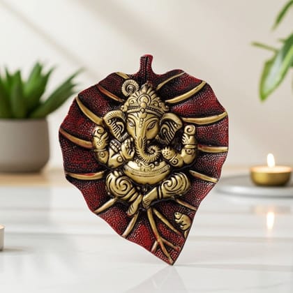 Aluminium  Showpiece Ganesh Patta Small Red (ASMAS096 A)