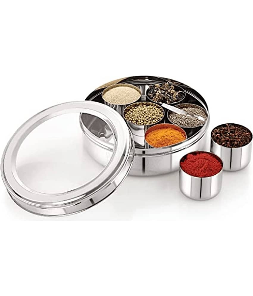 ATROCK Masala Dabba Steel Silver Spice Container ( Set of 1 )