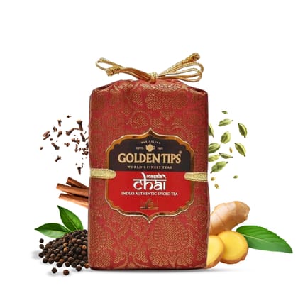 Golden Tips Spice Tea India's Masala CTC Loose Leaves Brocade Bag (200 Gram , 100 cups)