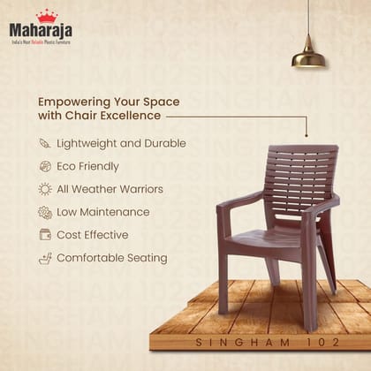 Maharaja Singham Plastic Chair – Comfortable Armrest Seating | 200kg Heavy Duty Outdoor & Indoor Plastic Chair