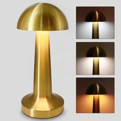 HARBAK,Gold Mushroom Dimmable Rechargeable Table Lamp with 3-Colour Light