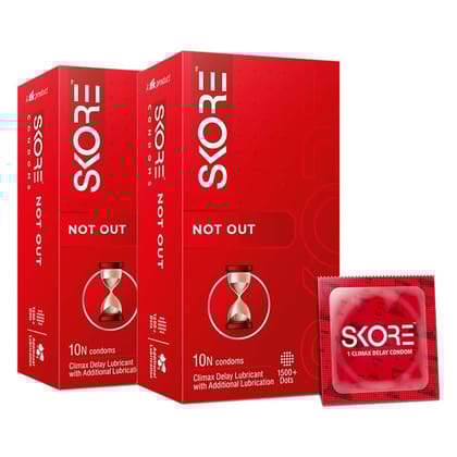 Skore Not Out (Climax Delay with 1500 and Raised Dots) Condoms -20 Sheets
