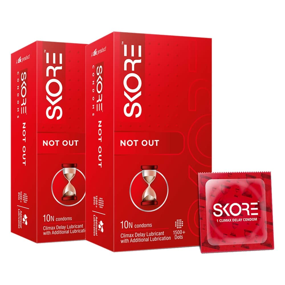 Skore Not Out (Climax Delay with 1500 and Raised Dots) Condoms -20 Sheets