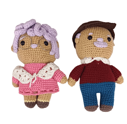 Handmade Crochet Grandparents Doll Set (Grandmother & Grandfather)
