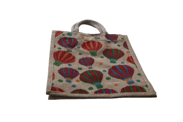 Jute Lunch Bag with Hot Air Balloon Print - Handbags | Buy online on ZillyBuy