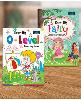 Super Big Coloring Book - O Level And Fairy For Kids Set Of 2