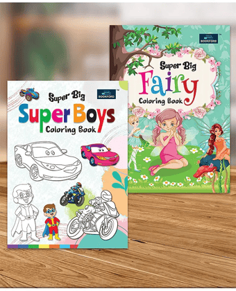 Super Big Coloring Book - Super Boys And Fairy For Kids Set Of 2